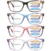 MAEOWN 4 Pack Progressive Multifocal Reading Glasses for Women, Blue