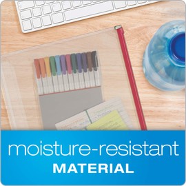 Cardinal Plastic Zippered Binder Pockets, 3-Hole Punched, Fits Full Letter Size 8-1/2" x 11" Sheets, Clear with Multicolor Zippers, 5-Pack (14650)