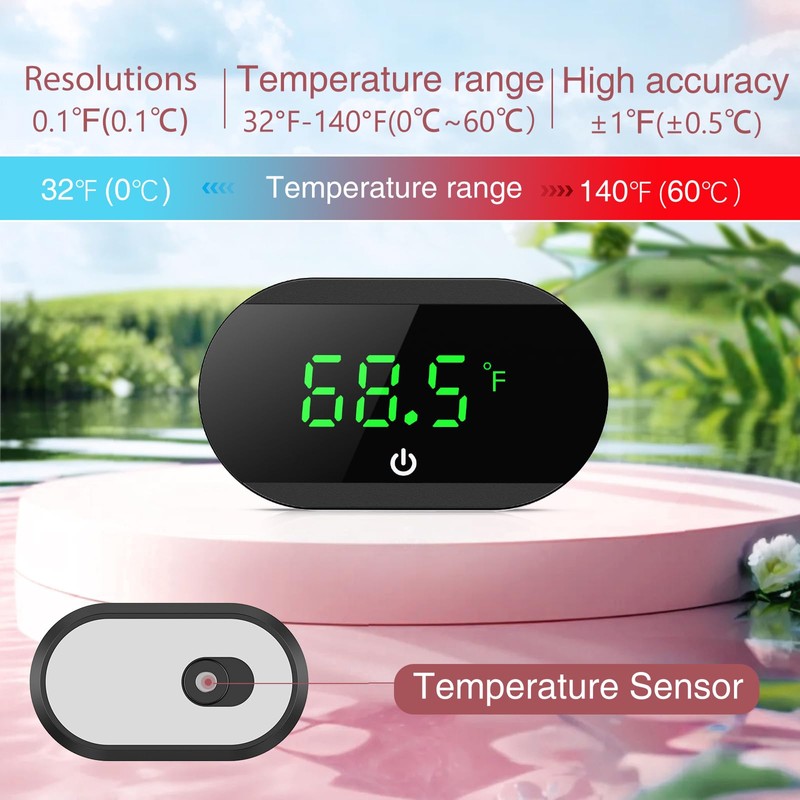 LOFICOPER LED Aquarium Thermometer, Wireless Digital Marine Thermometer with ℃/℉,