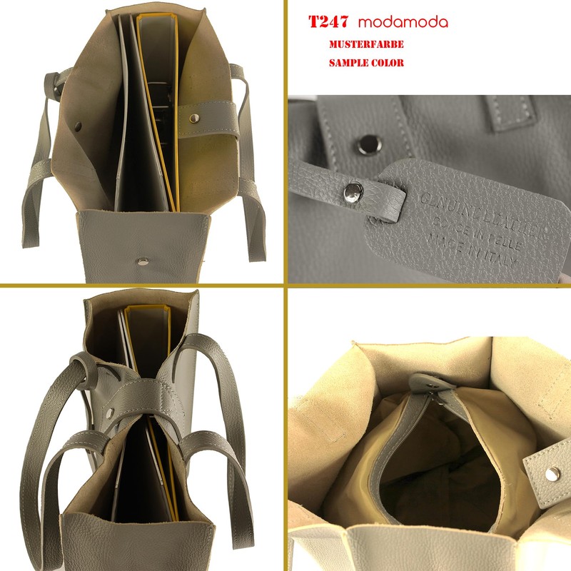 modamoda de - T247 Italian Leather Shopper with Removable Inner