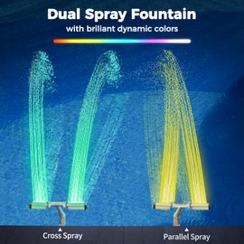 Patented Swimming Pool Fountain with Lights - for Above & In-Ground Pools, Pool Waterfall with 7 Color LED Lights, Extend Pipe Pool Cooler Sprinkler Sprayer Pool Party Decor, Pool Jet Accessories
