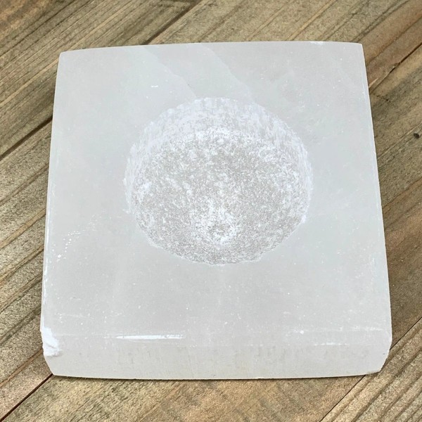 1pc, 280-320g, 2.9"x1.2" White Selenite Candle Holder Square Shape from