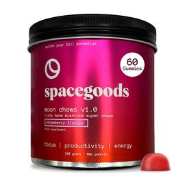 Spacegoods Moon Chews 240g, 30 Servings, Lion's Mane Super Gummies, Focus & Clarity Boost, On-The-Go Convenience, Delicious Texture and Taste, Strawberry Flavour