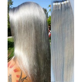 Hair Faux You 20 inch Tape in Hair Extensions Real Human Hair, 100g,40pcs, Glue in Extensions, Silky Straight Remy Hair Color #Light Ash Blonde