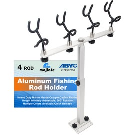 Mojiate Aluminum Spider Rigging Rod Holder for Boat - 4 Pole Crappie Fishing Rack, Heavy Duty 6063-T5 Marine Grade Aluminum, 16.5"-30.5" Adjustable Height Square Tube Support for Catfish & Trolling