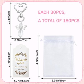 EDLMKM 30Pcs Thank You Keychain Gifts, Guardian Angel Keychains with Keyring Organza Bags Thanks Tags, for Guests Easter, Communion, Christenings, Baptism, Wedding, Prayer & Church Events Baby Shower