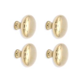 Infinity Decor 4 Pack Mushroom Shape Solid Brass Round Polished Brass Cupboard Pull Handle 32mm Ideal for Drawers, Cupboards, Doors