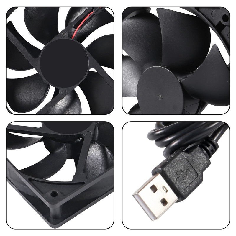 2pcs 12cm 5V DC 120x120x25mm Brushless USB Case Cooler Fan