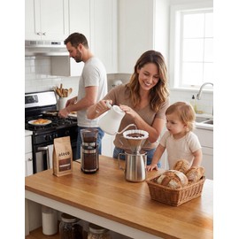 AGOGO Pour Over Coffee Maker Set - Unbreakable 304 Stainless Steel V60 Dripper & Server for Camping & Party, Includes 50 Paper Filters & Barista Towel - Silver - 30oz