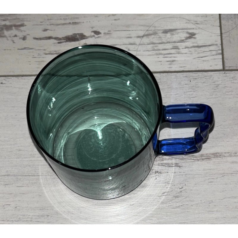 Room Essentials Glass Mug - Green with Blue Handle -