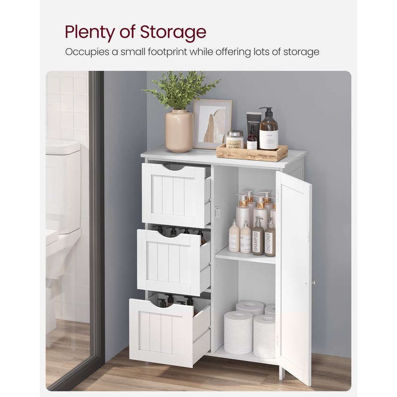 VASAGLE Bathroom Floor Storage Cabinet, Freestanding Bathroom Storage Unit with