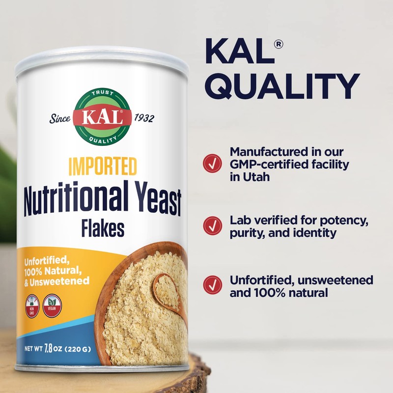 KAL Imported Nutritional Yeast Flakes, Unfortified & Unsweetened Fine Flakes,