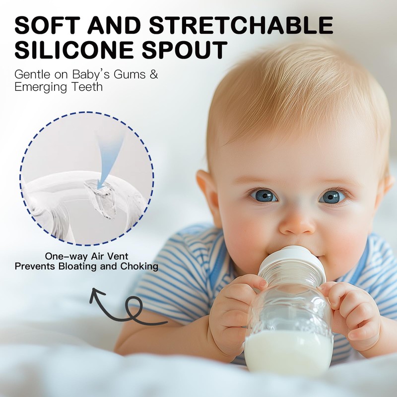 Giftophilia Straw Sippy Cup Conversion Kit for Lansinoh Baby Bottles,