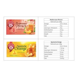 Country Tea Mix, Greek Apricot, Spanish Orange, Italian Lime, Caribbean Mango, Mediterranean Peach, Italian Sweet Cherry, 6 Packs 270g