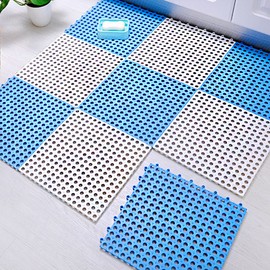 Non-Slip PVC Interlocking Floor Mat for Bathroom Shower Pool Hotel Anti-Skid Hollow Square Drainage Mat Waterproof Safety Floor Mat for Wet Areas