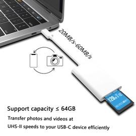 VIMVIP USB-C to SD Card Reader, USB Type C to SD Camera Card Reader Adapter Compatible with IP@d Pro and More USB C Devices (White)