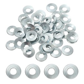 PATIKIL M5x12x1mm Flat Washers 50Pcs 65Mn Steel Belleville Spring Disc Washer Conical Knurled Metric Gasket for Automotive Industrial Construction (White Zinc Plating)