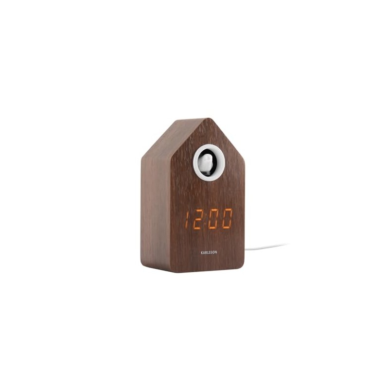 Karlsson Cuckoo 'Alarm' Clock LED - Dark Wood (KA6061DW)