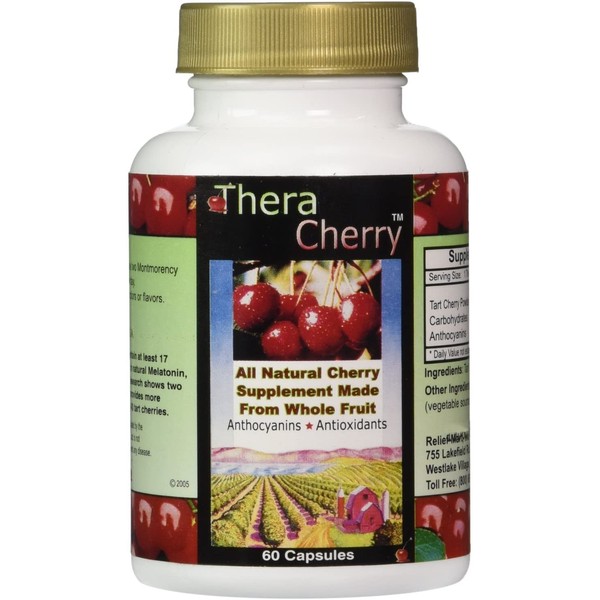 TheraCherry All Natural Montmorency Tart Cherry Antioxidant Supplement, 60 Capsules