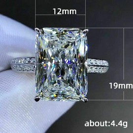 Cuteshop 925 Sterling Silver Perfect Square Cut Rectangle 5ct CZ Engagement Ring Jewelry Ladies Ring Square Crystal Engagement Ring Cubic Zirconia Promise Aura Ring (9)