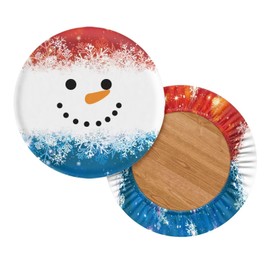 HELLHERO Christmas Snowman Stool Covers Round Bar Stool Slipcover Elastic Cushion Protector Coffee Shop Swivel Chair Cover Counter High Foot Stool Chair Cover Xmas Gifts 12-14 Inch