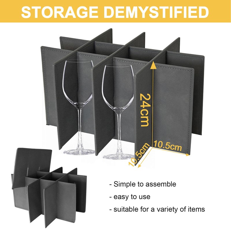 VERONLY Stemware Storage Cases,Quilted Wine glass Storage Boxes with Divider-China
