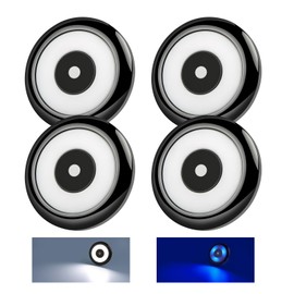 acegoo RV LED Puck Light Camper Van 3” Overhead Ceiling Light, 12V Down Light for Motorhome Boat Truck Trailer Cars, Inbuilt Dimmer Switch & Blue Nightlight, CRI90+ (Black 5000K)