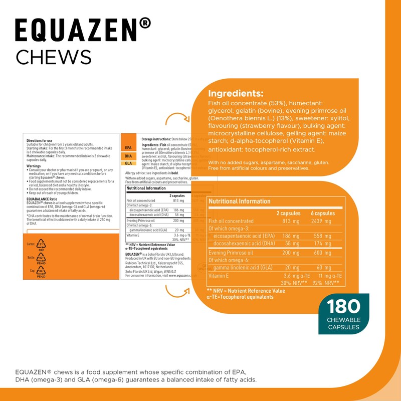 Equazen Childrens Chews, Omega 3 and Omega 6 Supplement, Clinically