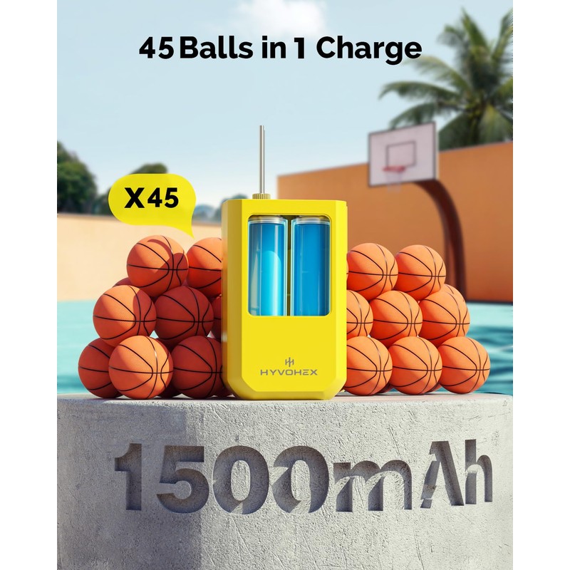 HYVOHEX Mini Electric Ball Pump with Needle for Sports Balls