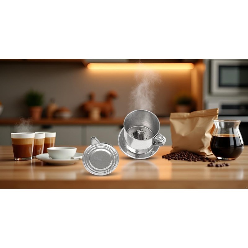 2 Set Vietnamese Coffee Filter Stainless Steel Coffee Pot Drip
