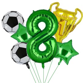 Soccer Balloons 8th Birthday Decoration for Boys, Soccer Balloons Foil Mylar Green Soccer Sports Theme Party Supplies Decor (8th)