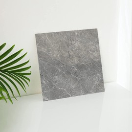Cushion Floor Tiles Restore Remake Set of 10 Toilet/Bathroom/Entryway/Waterproof Flooring Sheet/Removable DIY Flooring (Marble Pattern, Dark Gray, Model No. 83)
