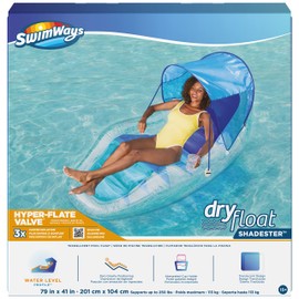 Swimways Dry Float Shadester Pool Float, Translucent Inflatable Recliner Chair for Adults with Fast Inflation, Canopy, Foot Rest & Cup Holder