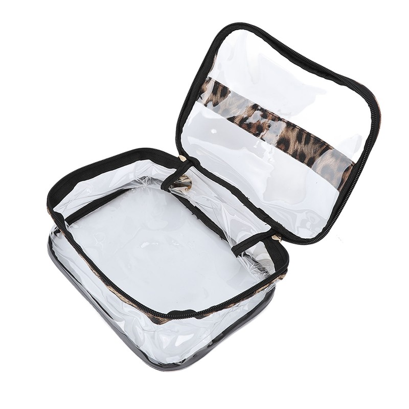 3pcs Makeup Bag Set Leopard Print Large Capacity Portable Waterproof