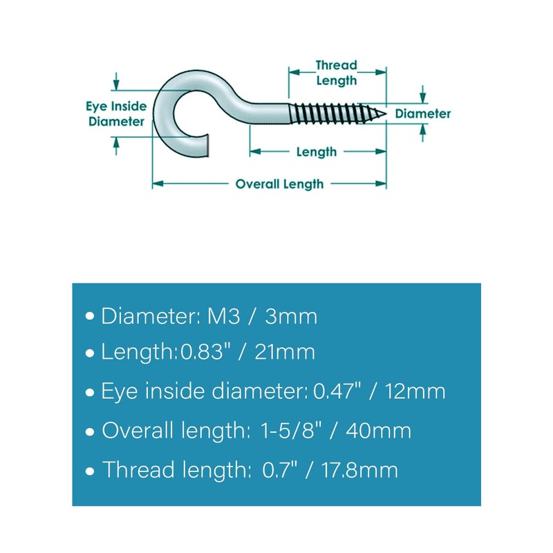 100 Pcs 1-5/8" Stainless Steel 304 Eye Hooks – Heavy