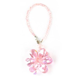 Crystal Flower Car Pendant, Car Rear View Mirror Charm Decor Hanging Ornament, Auto Interior Accessories for Women (Pink Flower)