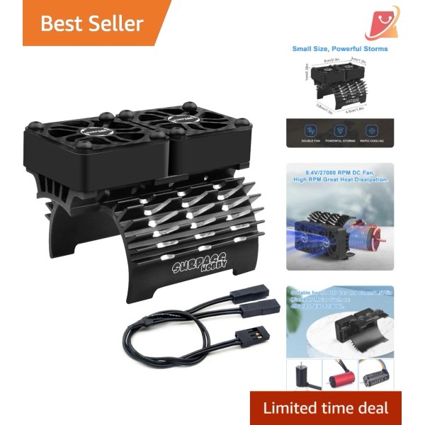 Unbranded Dual Cooling Fans Metal Heatsink 30mm 1/8 RC Car