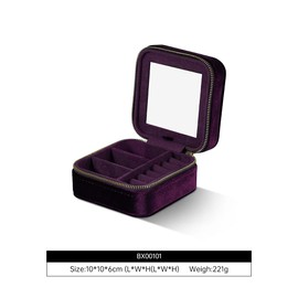 Dansmiy ジュエリーボックス, ベルベット素材, ミラー付き, リング・ピアス・ネックレス収納ケース, 多色展開, 旅行用 (復元性ベルベット, 紫色)