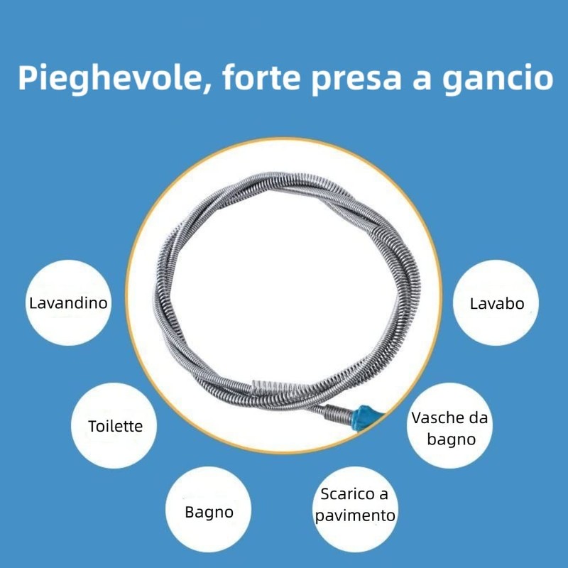 Norhogo Pipe Cleaning Probe 1.5m Hydraulic Spring for Easy Cleaning