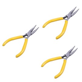 SEWACC 3pcs Grip Bent Nose Pliers Jewelry Tool with Flat Jaw for Crafts Comfortable Grip for Wire Work Beading and Jewelry Repair