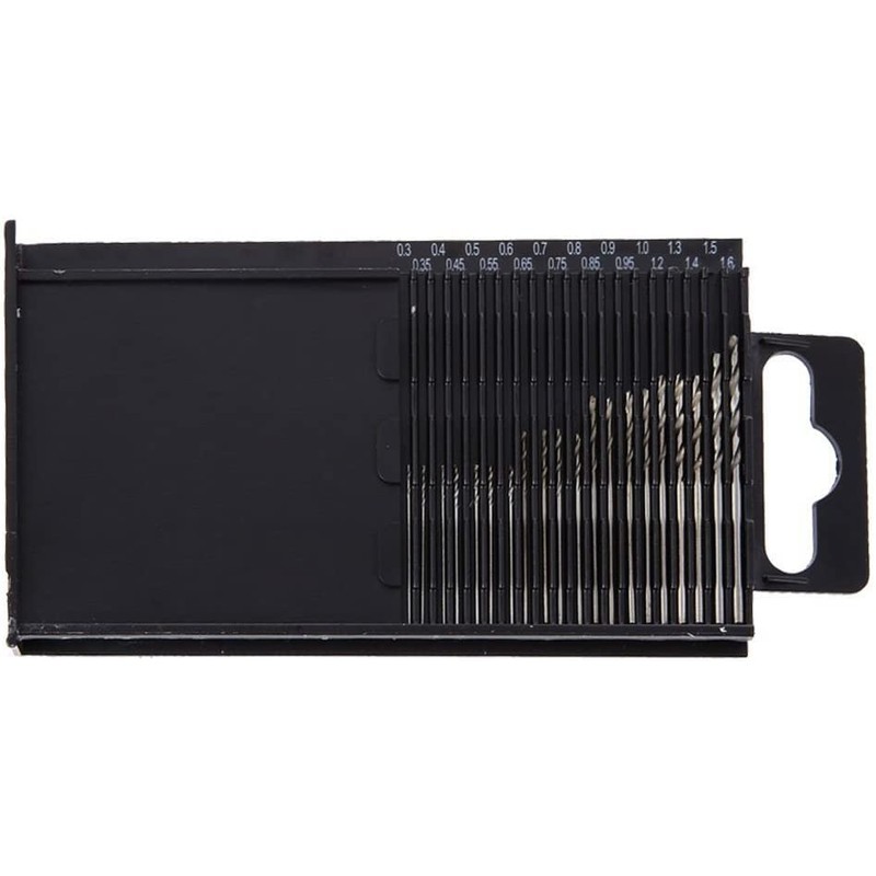 Yakamoz 20Pcs 0.3-1.6mm Shank Mini Micro Drill Bit Set Twist