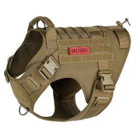 OneTigris Arnés Táctico Militar para Perros Grandes y Medianos con Asa, Chaleco de Servicio Sin Tirones y Paneles de Hook and Loop Ajustable, Diseño Ergonómico y Resistente Antidesgarro