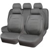 CAR PASS Piping Faux Leather Car Seat Cover Full Set,Grey