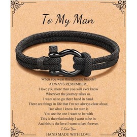 YUELUQU Mens Gifts Nautical Rope Braided Bracelet Teenage Boys Birthday Christmas Graduation Confirmation Presents (To my man)