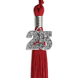 Endea Graduation Single Color Tassel with Silver Bling Charm (Red, 2025)
