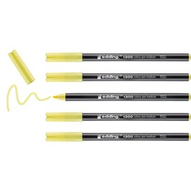 edding 1300 Fibre-Tip Pens Medium - Lemon Yellow - 5 Pens - Bullet Tip 2 mm - Felt Tip Pen for Drawing and Writing - Felt Pen for School, Mandala, Bullet Journal