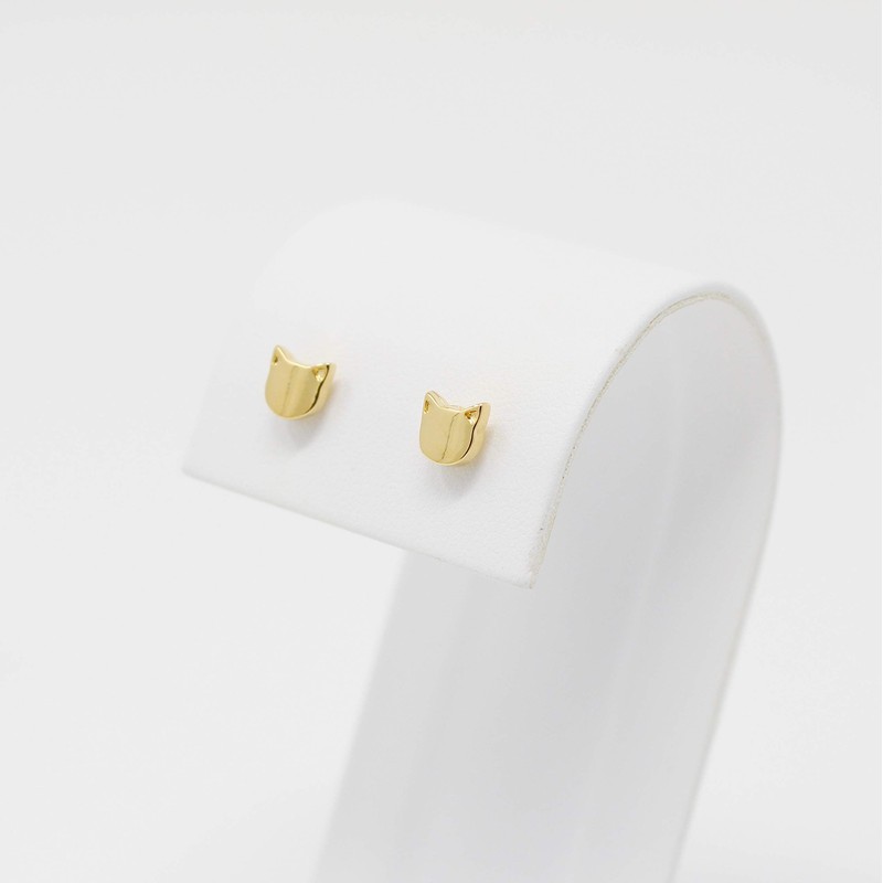 Aretes de Gato Gatito en Chapa de Oro de 22K