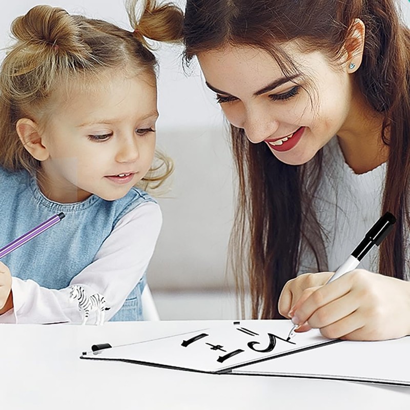 Mini Whiteboard Piccola Lavagna Bianca Pieghevole Taccuino Riutilizzabile