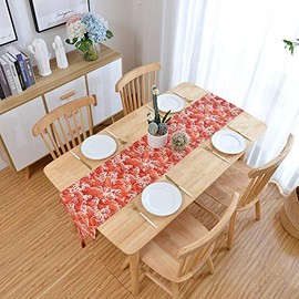 Camino de mesa con borlas, diseño de olas del océano rojo con borlas, bandera de mesa rectangular para decoración del hogar, hotel, boda, decoración de mesa de fiesta, Moderno, Rojo, 13"Wx98"L(33cm*250cm)
