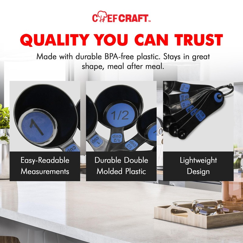 Chef Craft Easy to Read Plastic, Measuring Cup Set, 10